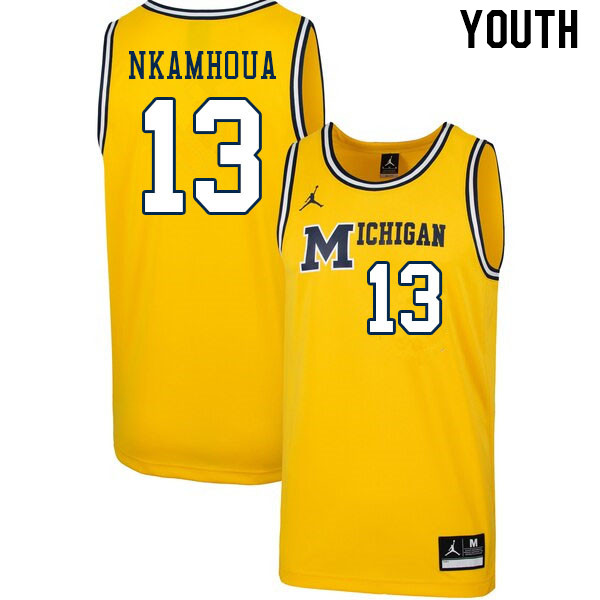Youth #13 Olivier Nkamhoua Michigan Wolverines College Basketball Jerseys Stitched Sale-Retro